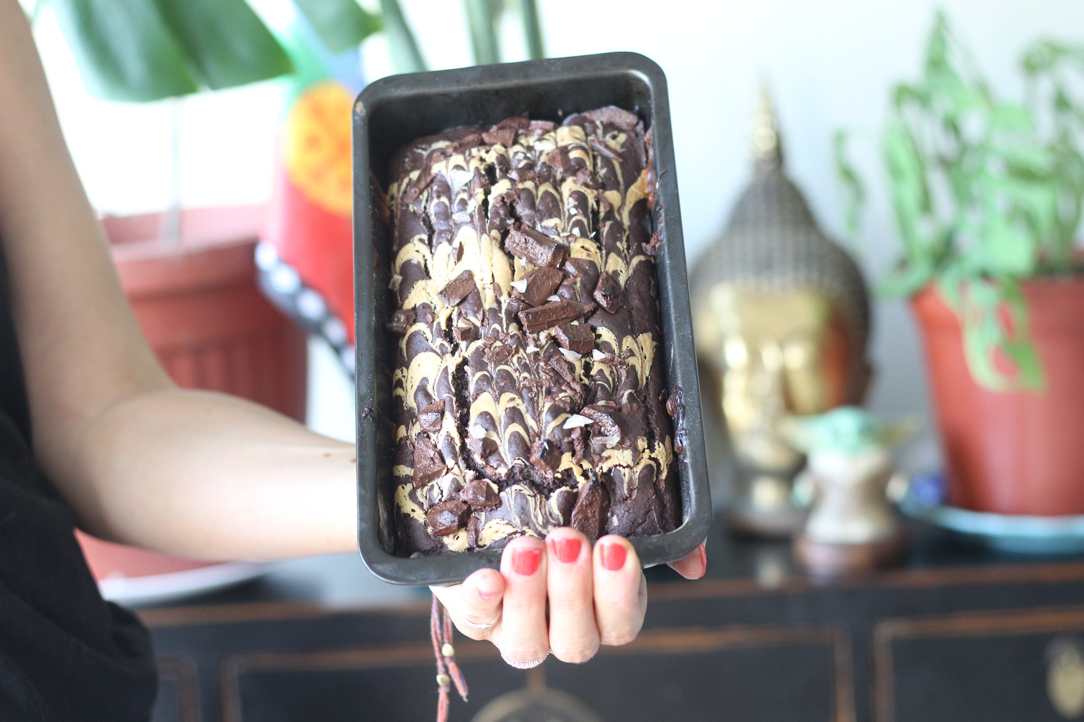 Queque Marmolado de Chocolate con Mantequilla de Maní