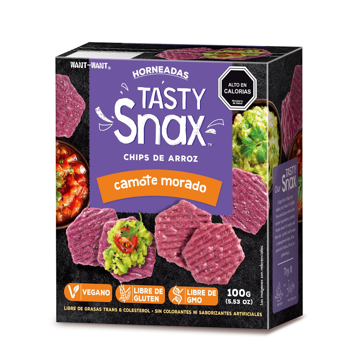Chips de Arroz Camote Morado 100gr - Tasty Snax