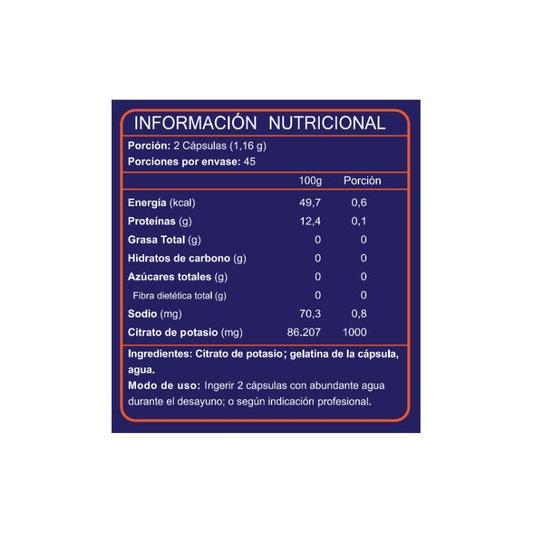 Potasio Citrato 1000mg 90 Cápsulas (1,5 meses) - FNL-Vitaminas-Mercado Silvestre