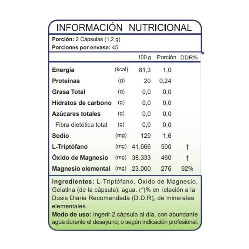 L-Triptófano 500mg (con Magnesio) 90 Cápsulas (1,5 meses) - FNL