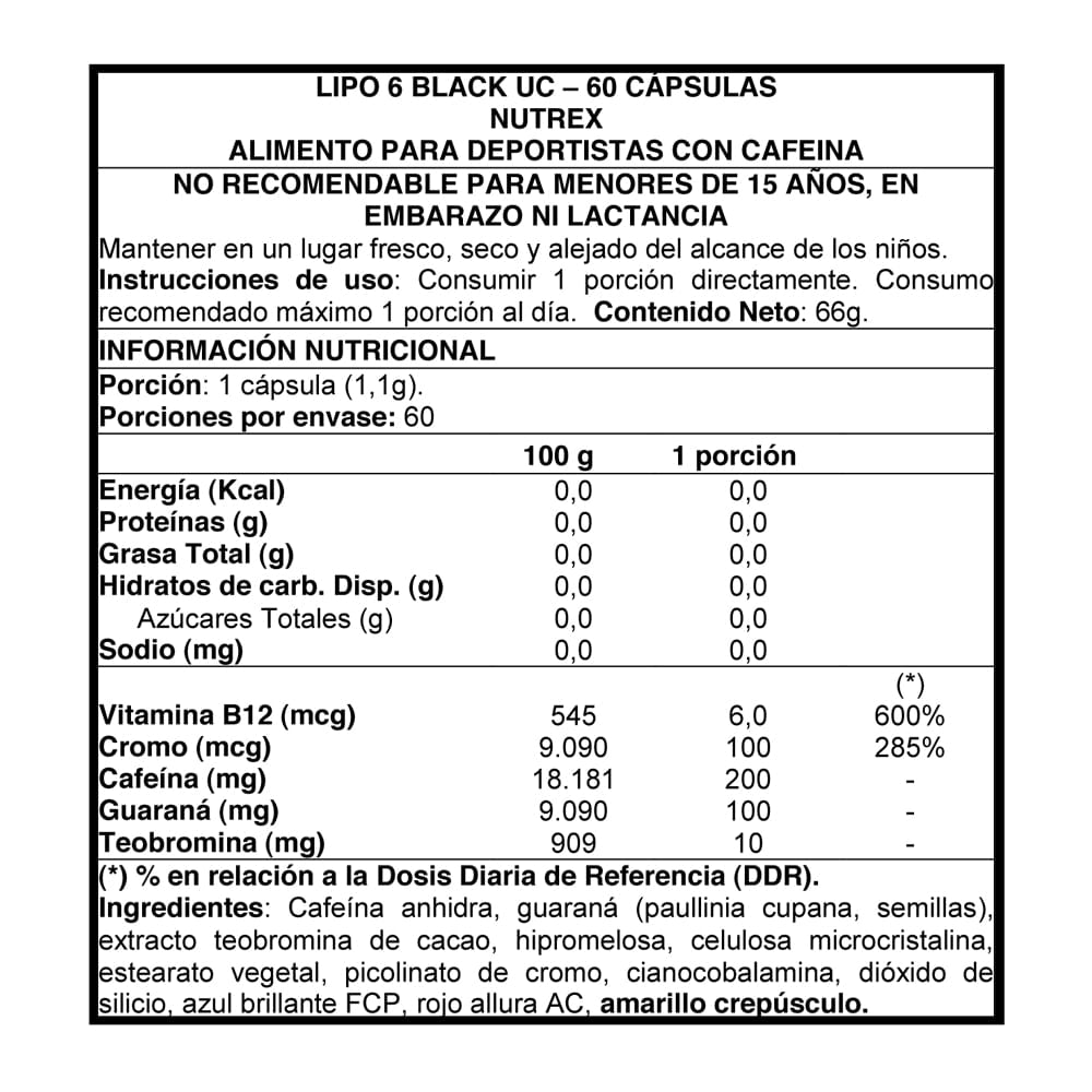 Lipo 6 Black UC 60 Cápsulas (2 meses) - Nutrex-Vitaminas-Mercado Silvestre