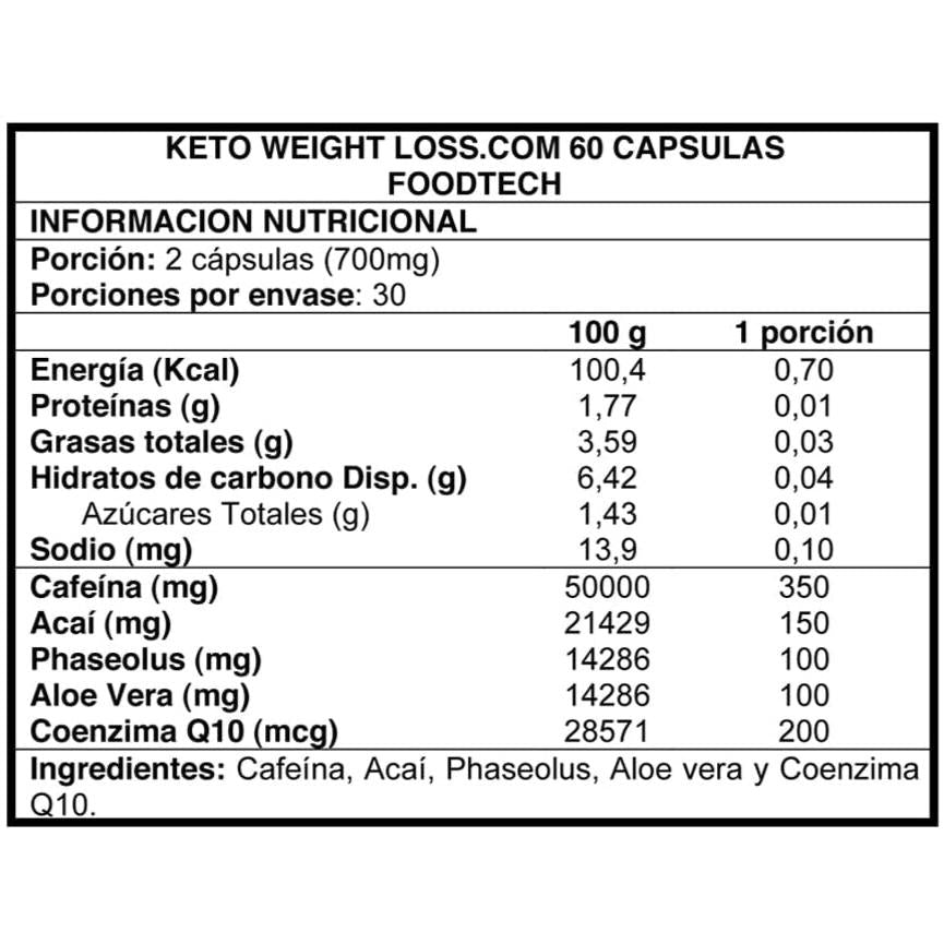 Keto Weight Loss 60 Cápsulas (1 mes) - Foodtech-Vitaminas-Mercado Silvestre