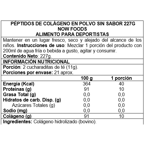 Péptidos de Colágeno en Polvo 227gr - Now Foods-Vitaminas-Mercado Silvestre
