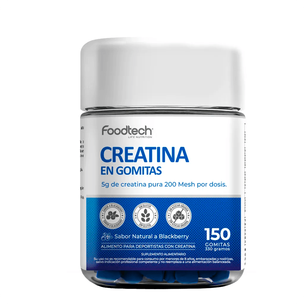 Creatina en Gomitas Sabor Blackberry – 5g por porción | 150 Gomitas (30 Porciones) – Foodtech