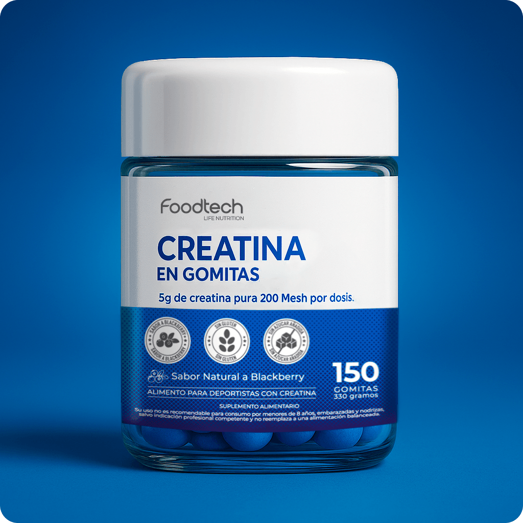 Creatina en Gomitas Sabor Blackberry – 5g por porción | 150 Gomitas (30 Porciones) – Foodtech