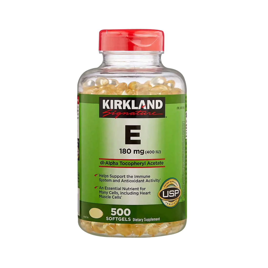 Vitamina E - 180mg - 400 UI - dl-Alpha Tocoferol 500 Softgels (8,3 meses) - Kirkland