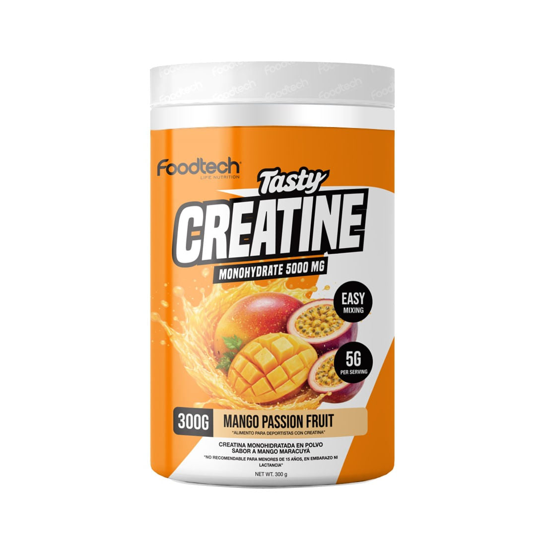 Creatina Monohidratada 300g (57 porciones) – Mango Passion Fruit - Tasty Creatine - Foodtech