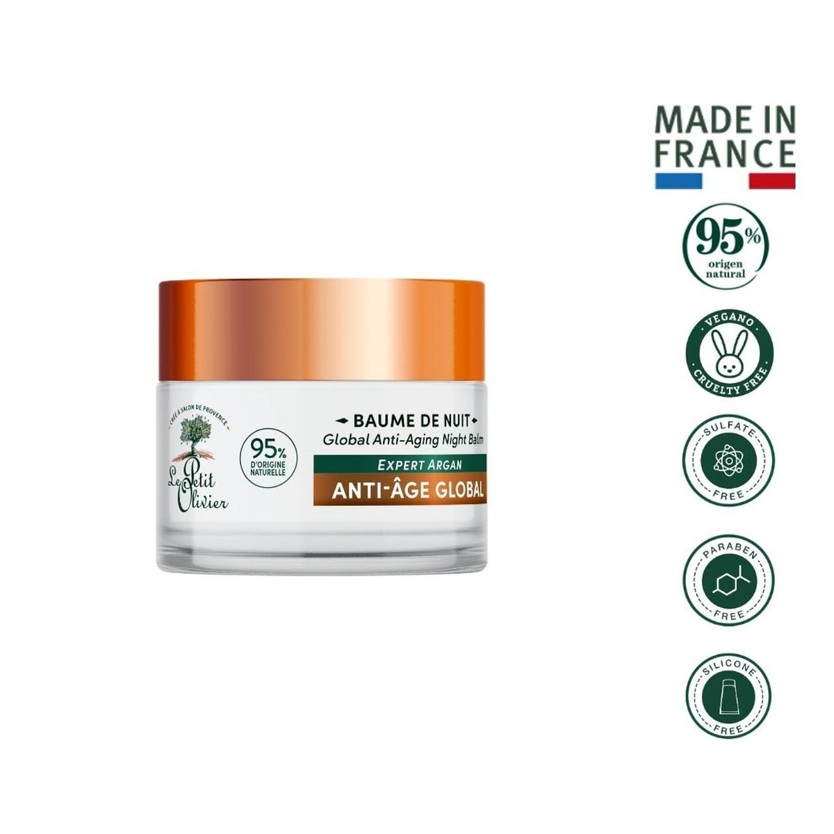 Bálsamo de Noche Antiedad Global con Argán 50ml - Le Petit Olivier