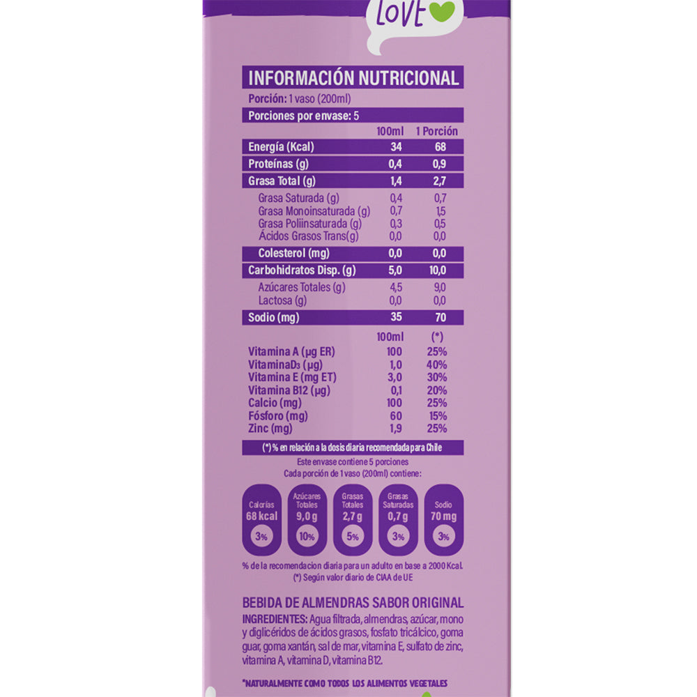 Bebida Vegetal de Almendras Original 1lt - Vilay-Leches-Mercado Silvestre