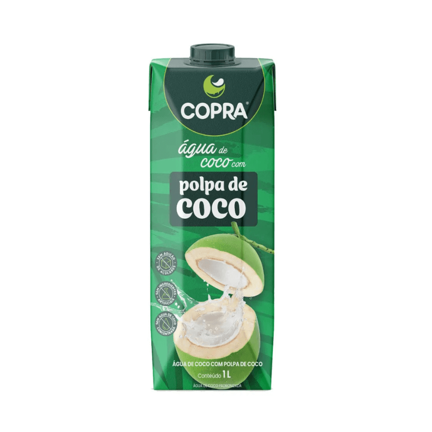 Agua de Coco con Pulpa 1 LT - Sin Gluten - Sin Azúcar - Copra