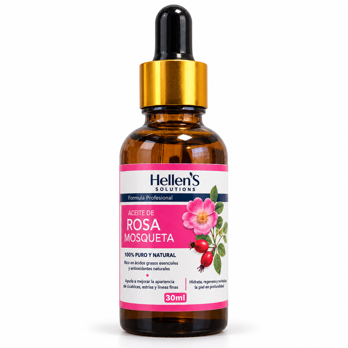 Aceite de Rosa Mosqueta 100% Puro 30ml - Hellen's Solutions