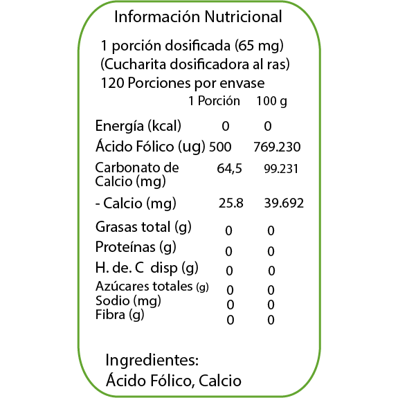 Ácido Fólico - 120 porciones - Dulzura Natural-Vitaminas-Mercado Silvestre