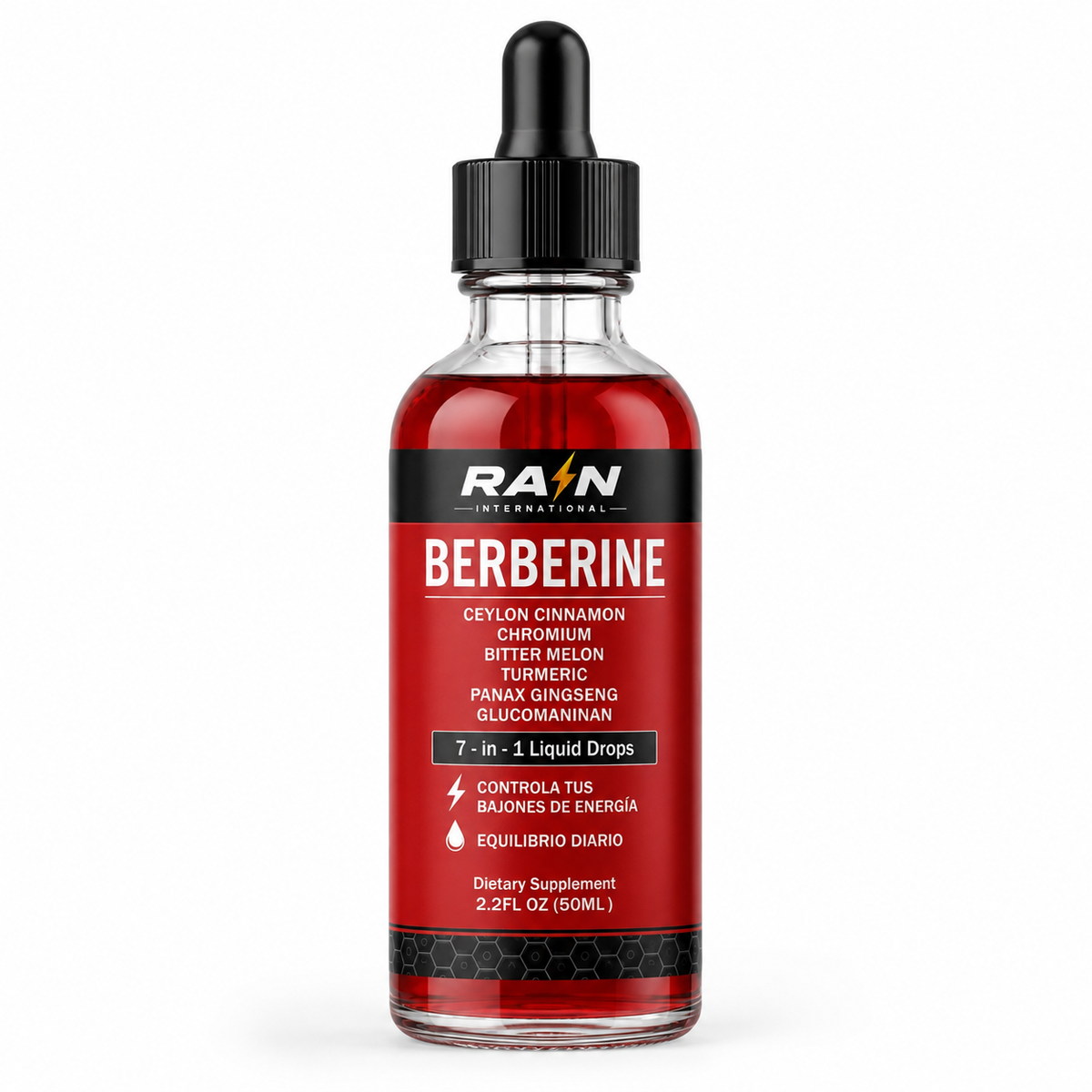 Berberina en Gotas 50ml - 7 en 1 – Canela de Ceilán, Cromo, Cúrcuma y Ginseng – Rain