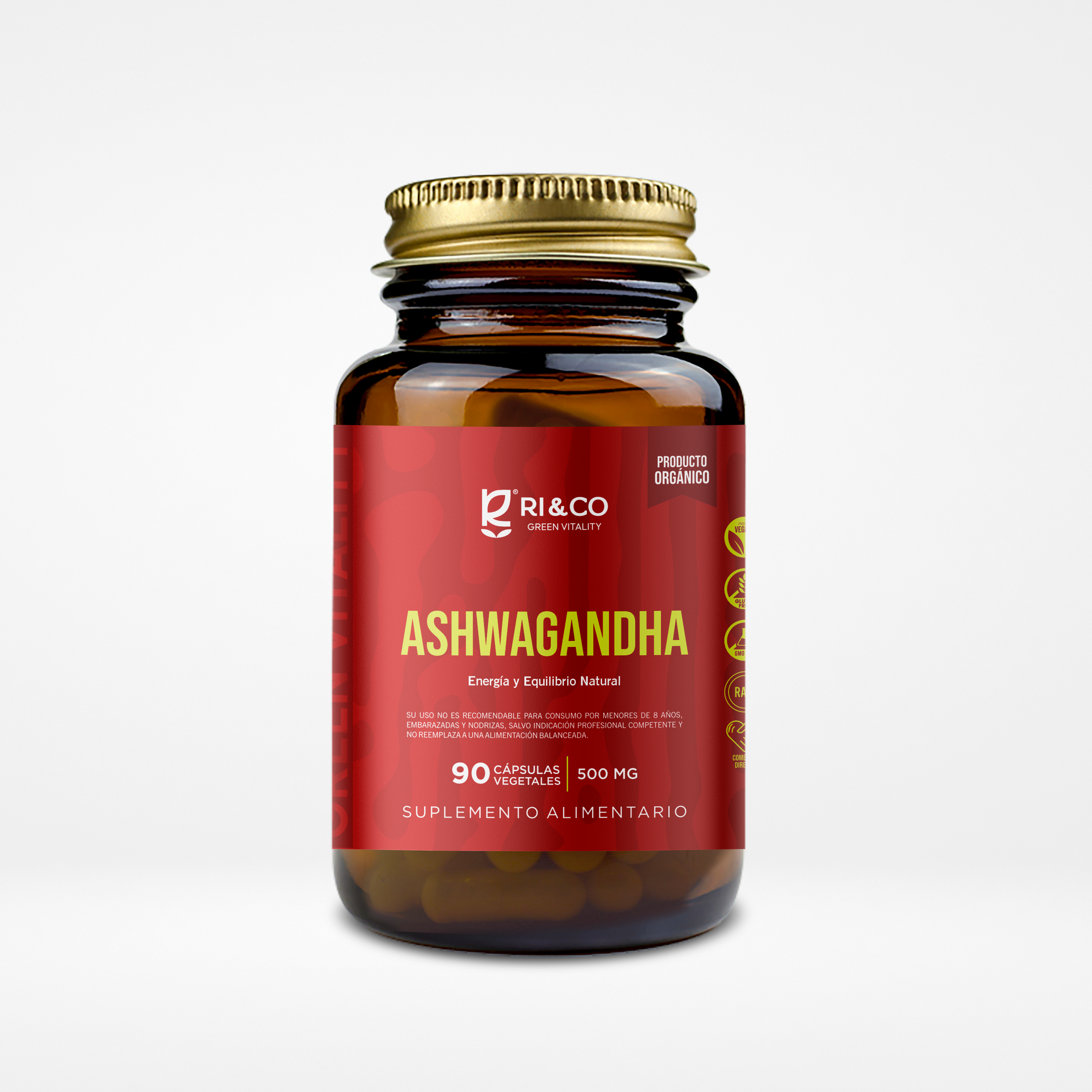 Ashwagandha 500mg 90 Cápsulas Vegetales (1,5 meses) - RI&CO-Vitaminas-Mercado Silvestre