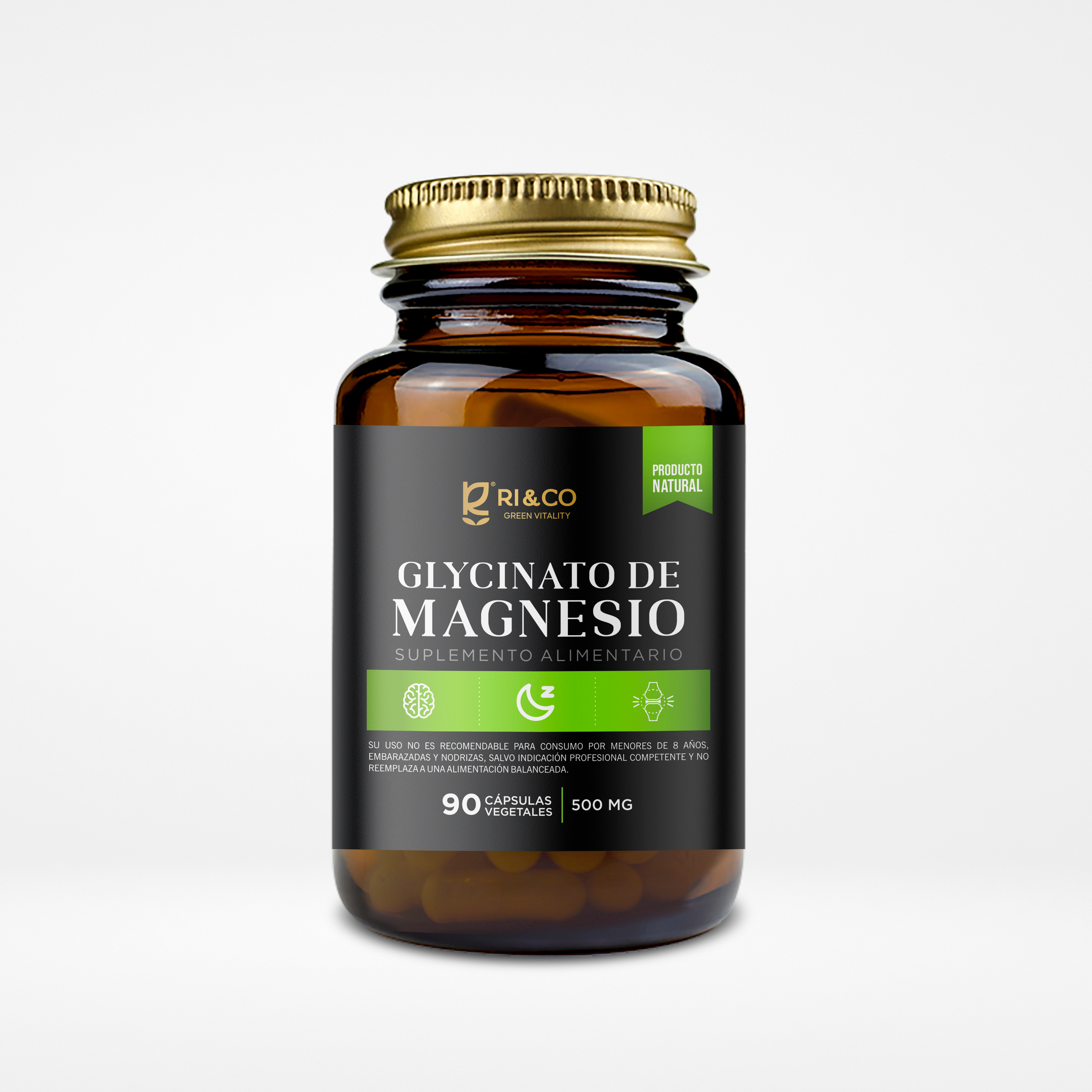 Glycinato de Magnesio 500mg 90 Cápsulas Vegetales (1,5 meses) - RI&CO-Vitaminas-Mercado Silvestre