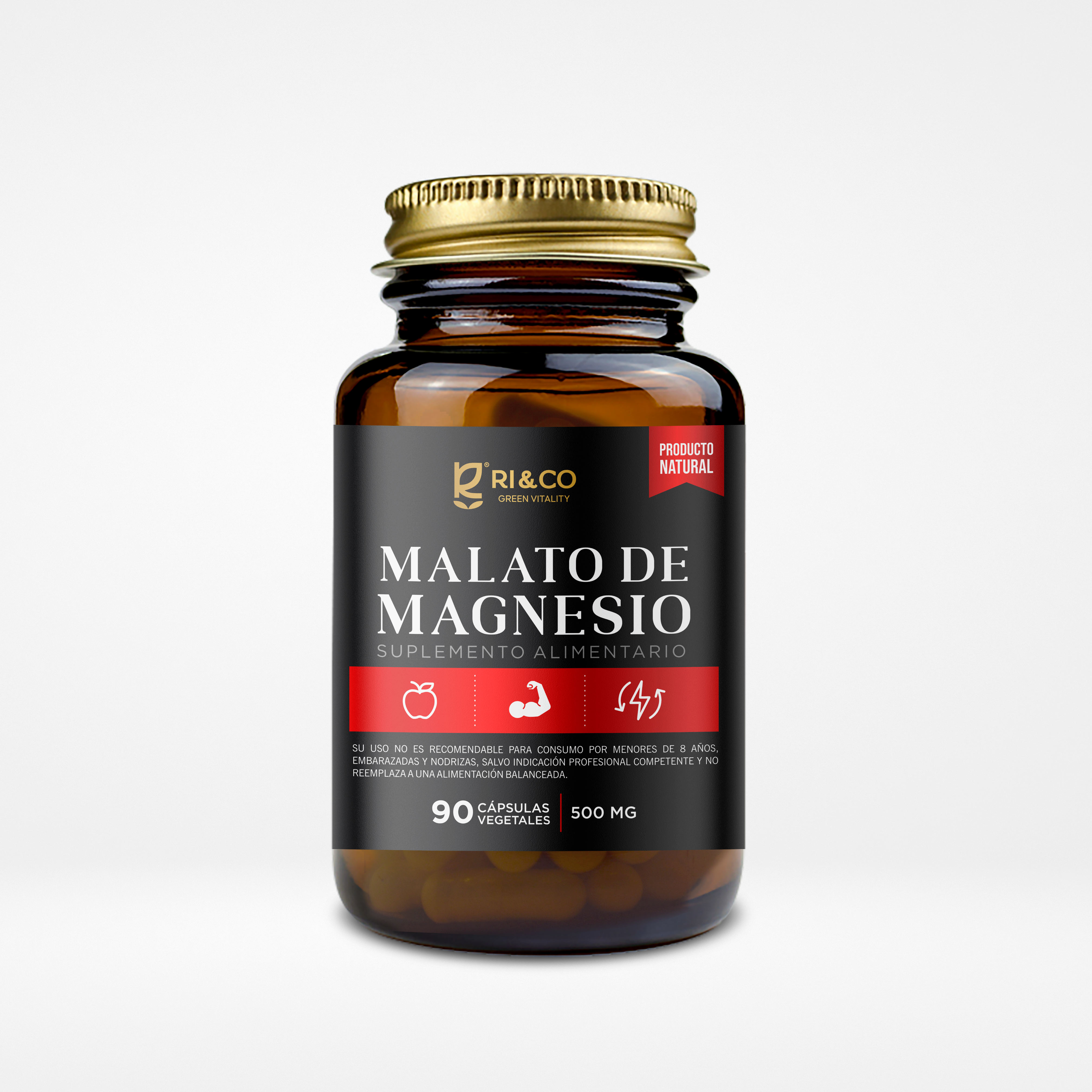 Malato de Magnesio 500mg 90 Cápsulas Vegetales (1,5 meses) - RI&CO-Vitaminas-Mercado Silvestre