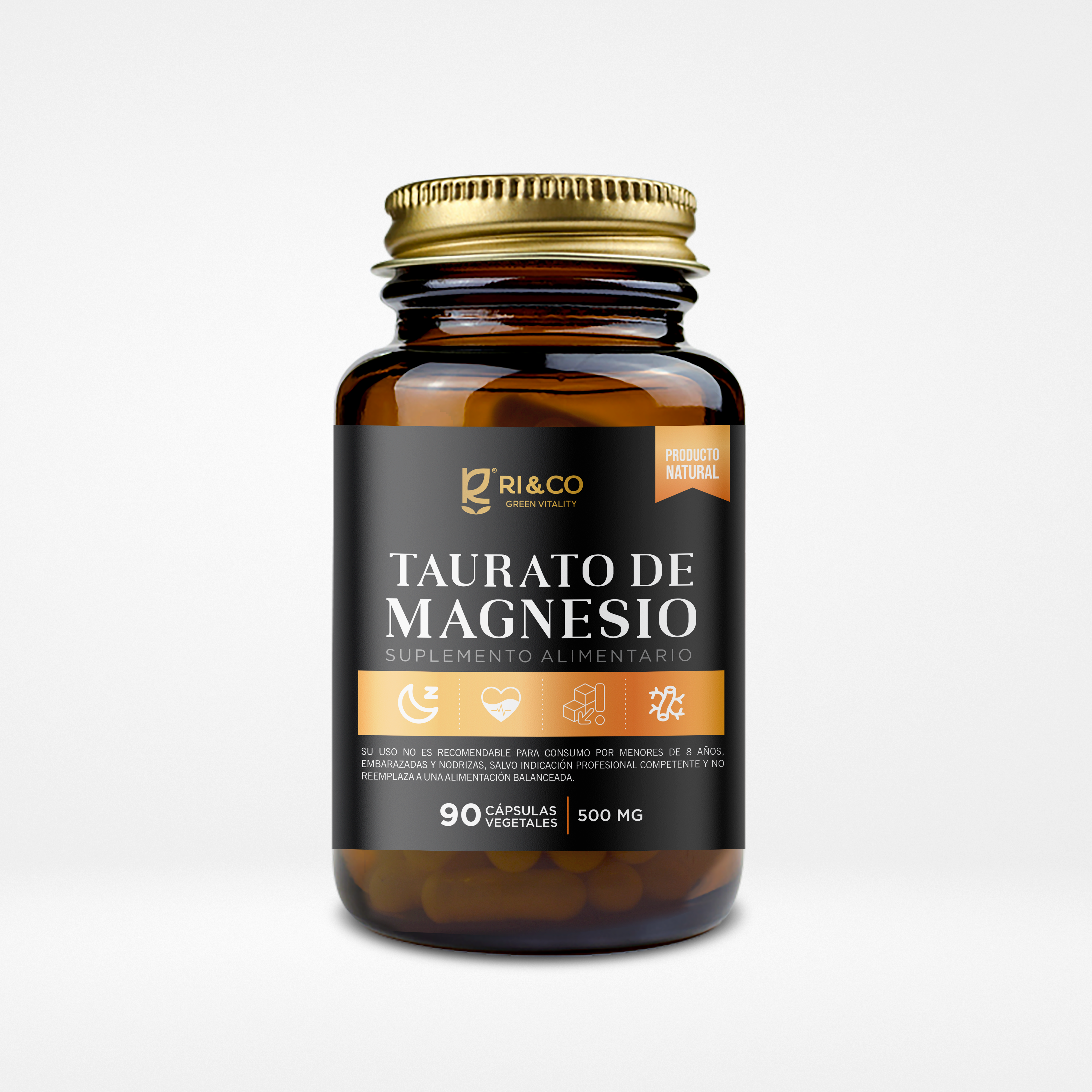 Taurato de Magnesio 500mg 90 Cápsulas Vegetales (1,5 meses) - RI&CO-Vitaminas-Mercado Silvestre