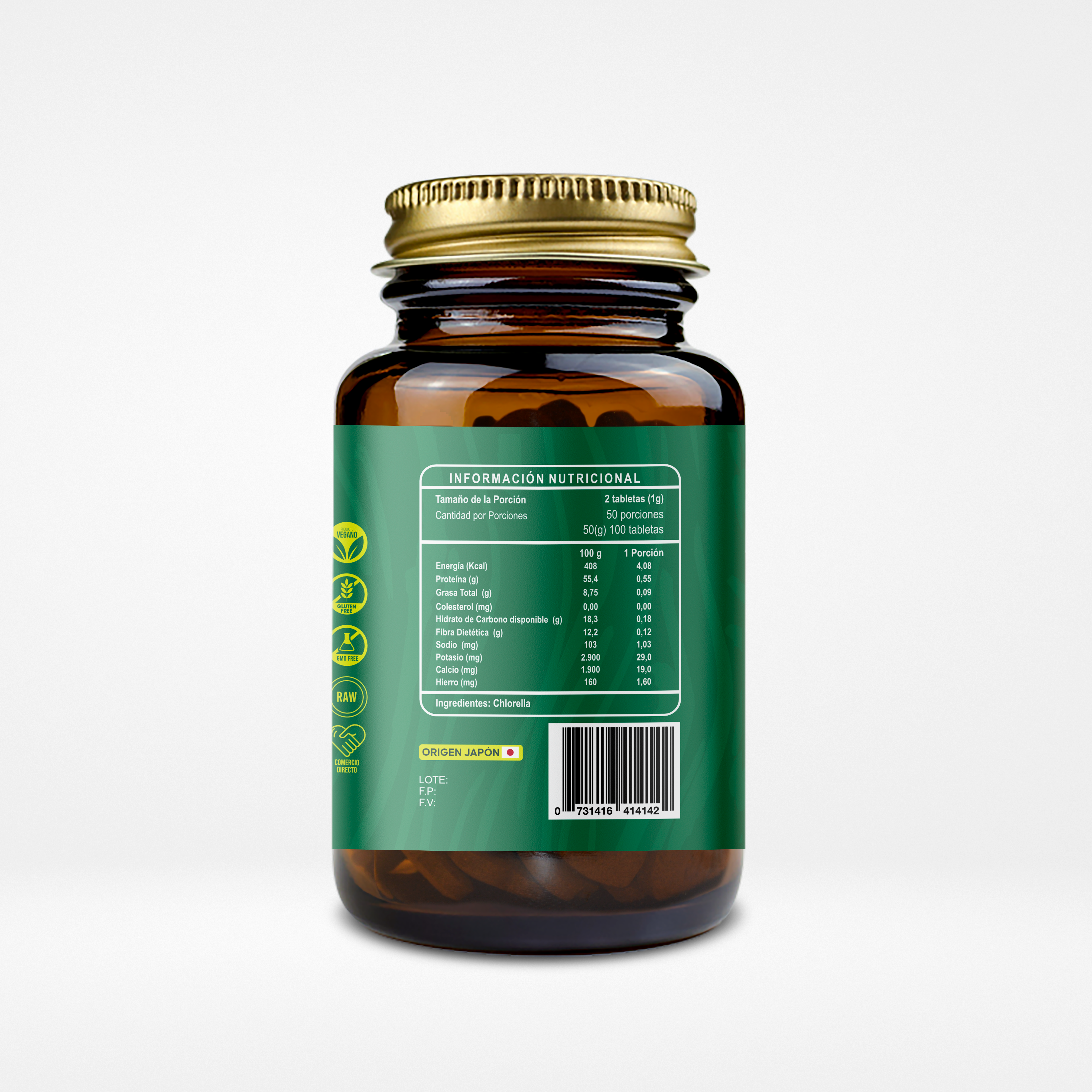Chlorella 500mg 90 Tabletas (1,5 meses) - RI&CO-Vitaminas-Mercado Silvestre