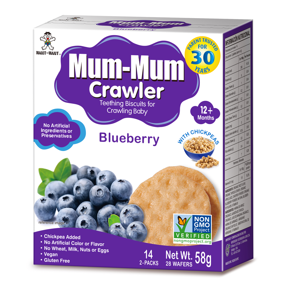 Galletas de Arroz Orgánicas para Bebés Gateadores Arándano 58gr - Baby Mum Mum-Snacks-Mercado Silvestre