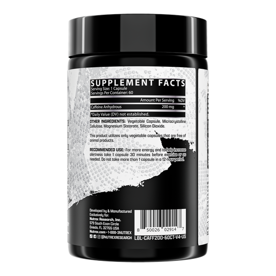 Caffeine 200 60 Cápsulas (2 meses) - Nutrex-Vitaminas-Mercado Silvestre