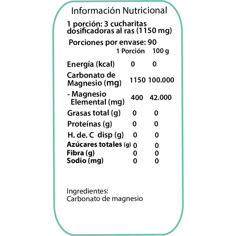 Carbonato de Magnesio - 90 porciones - Dulzura Natural-Vitaminas-Mercado Silvestre