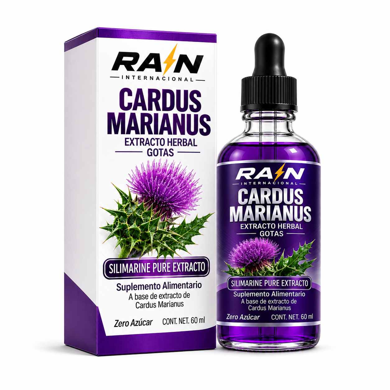 Cardus Marianus Gotas 60ml – Extracto de Cardo Mariano con Silimarina para tu Hígado – Rain