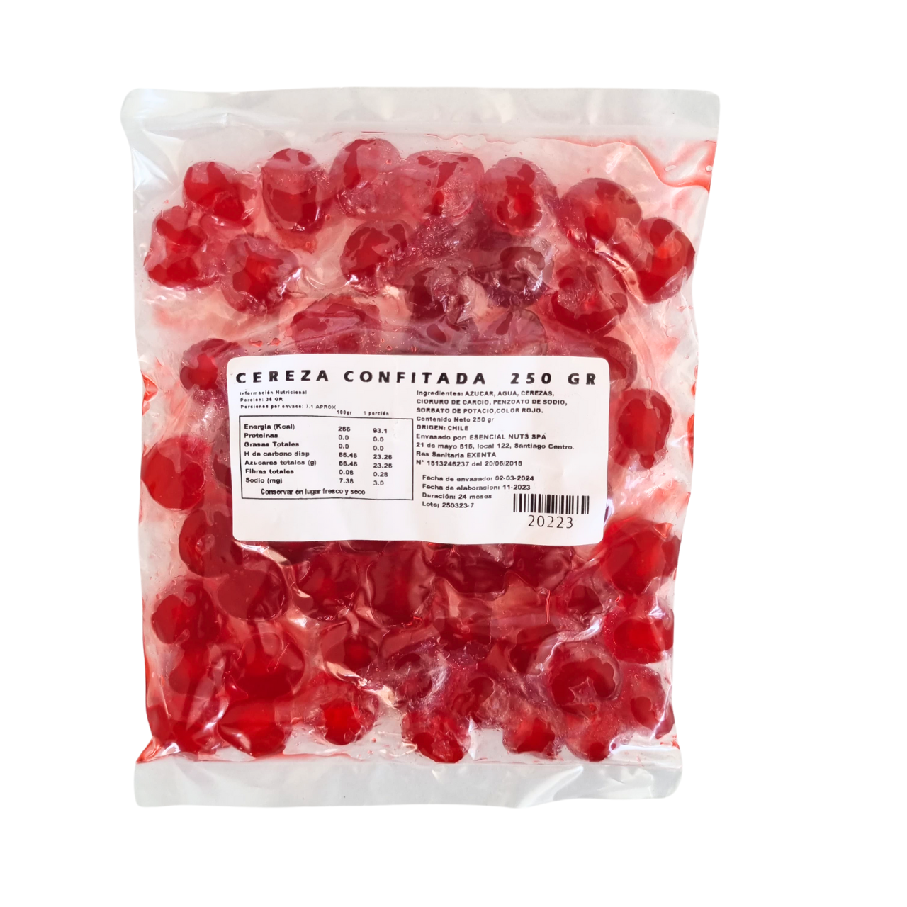 Cereza Confitada 250gr - Esencial Nuts-Frutos Deshidratados-Mercado Silvestre