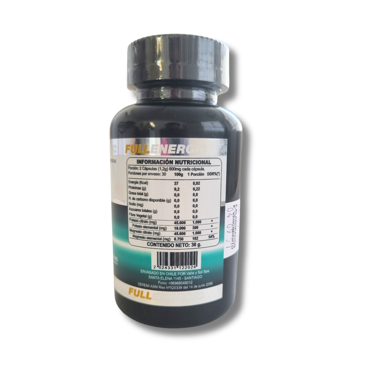 Citrato de Potasio 390mg + Citrato de Magnesio 162mg - 90 Cápsulas (1,5 Meses) - Full Energic