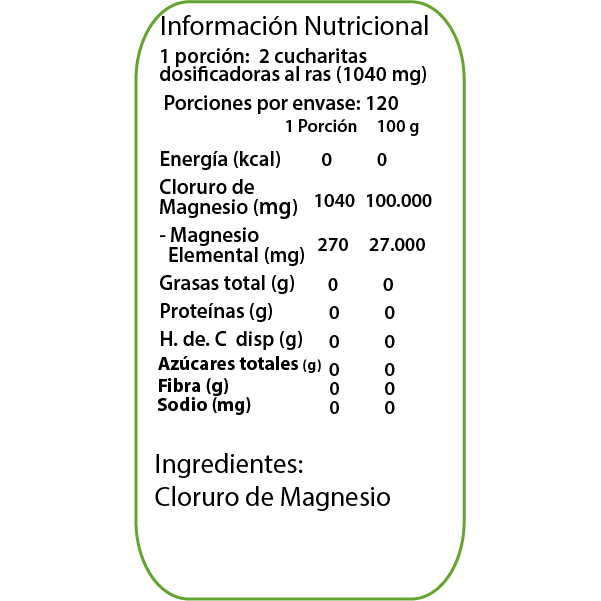 Cloruro de Magnesio - 120 porciones - Dulzura Natural-Vitaminas-Mercado Silvestre