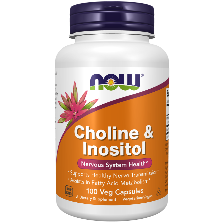 Colina & Inositol 100 Cápsulas Vegetales (3,3 meses) - Now Foods-Vitaminas-Mercado Silvestre