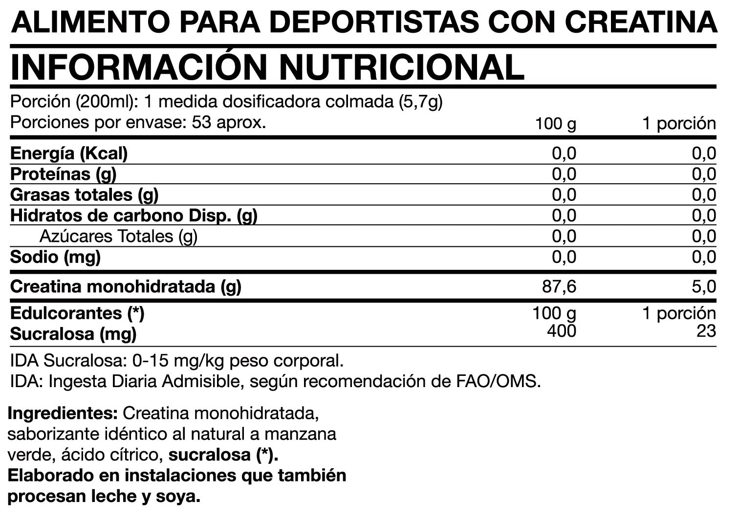 Creatina Monohidratada 300g (57 porciones) – Green Apple Sour Gummies - Tasty Creatine - Foodtech
