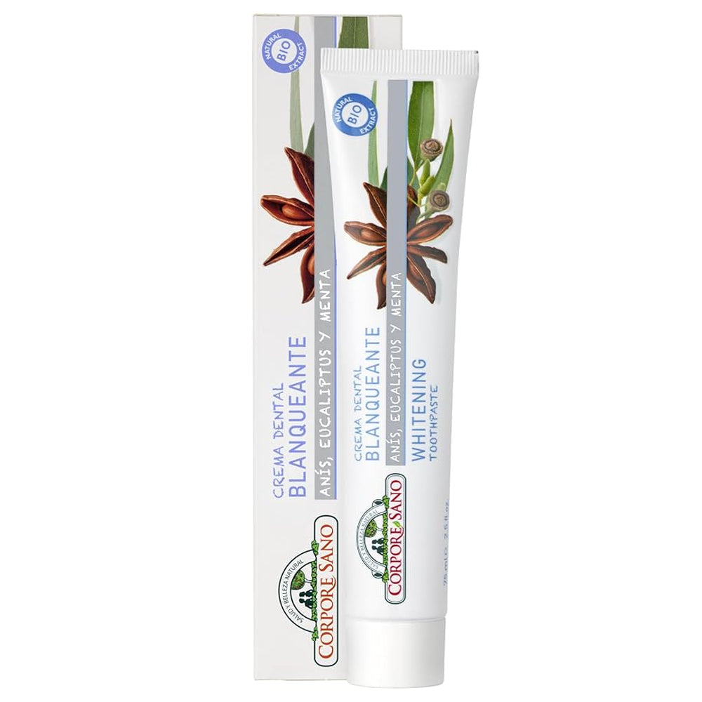 Crema Dental Blanqueante Sin Flúor Anís, Eucalipto y Menta 75ml - Corpore Sano