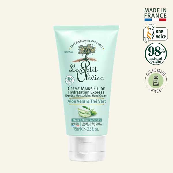 Crema de Manos Hidratación Express Aloe Vera y Té Verde 75ml – Le Petit Olivier