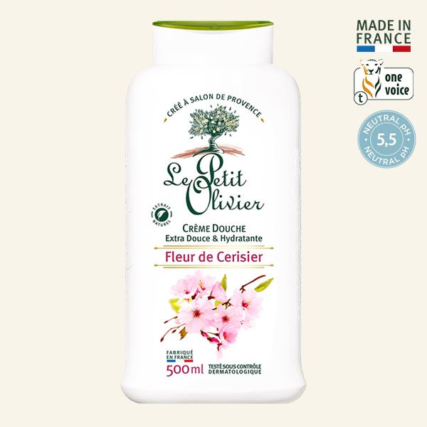 Crema de Ducha Extra Suave Flor de Cerezo 500ml - Le Petit Olivier-Belleza Natural-Mercado Silvestre