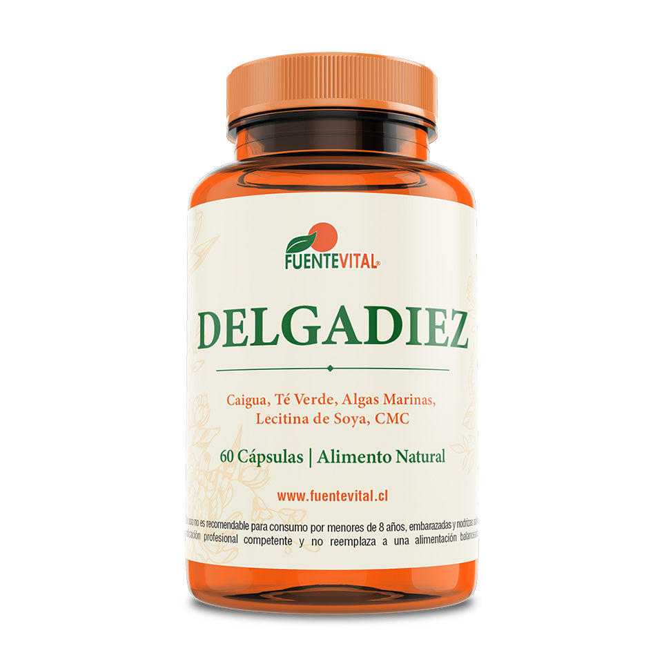 Delgadiez 544mg (Caigua + Té Verde + Algas Marinas + Lecitina de Soya + CMC) 60 Cápsulas Vegetales (2 meses) - Fuente Vital-Vitaminas-Mercado Silvestre