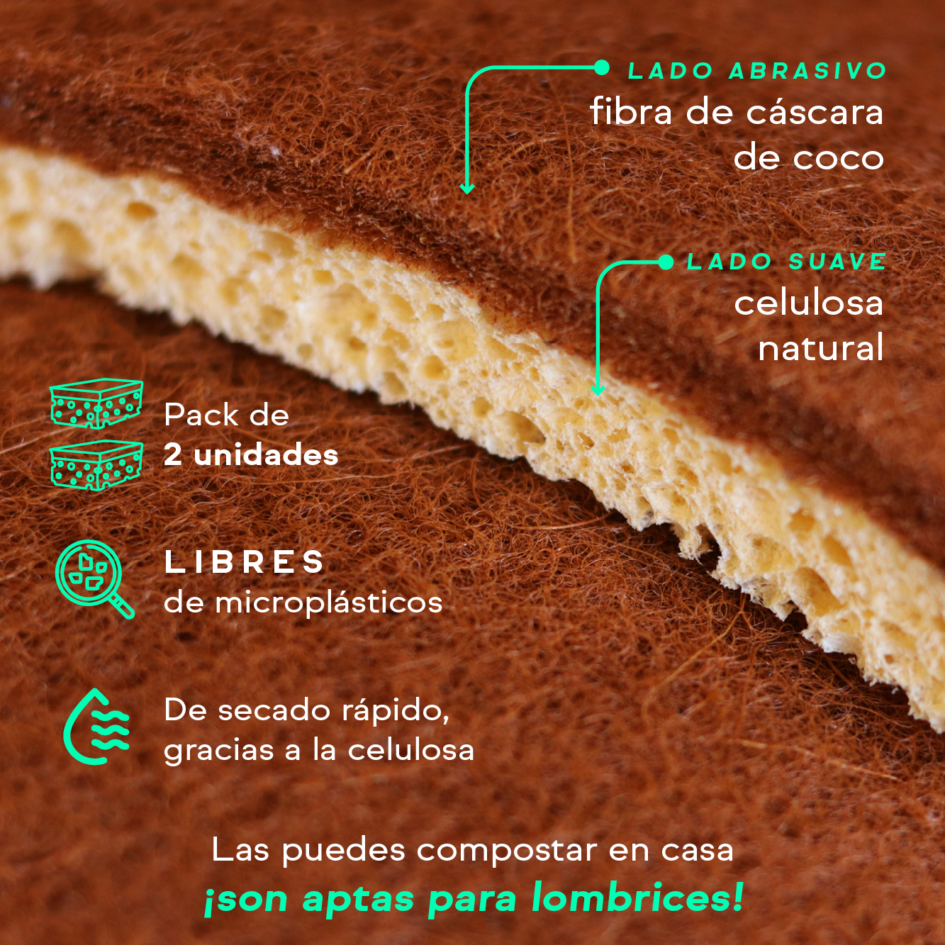 Pack 2 Esponjas Ecológicas de Celulosa y Fibra Coco - FreeMet-Hogar-Mercado Silvestre