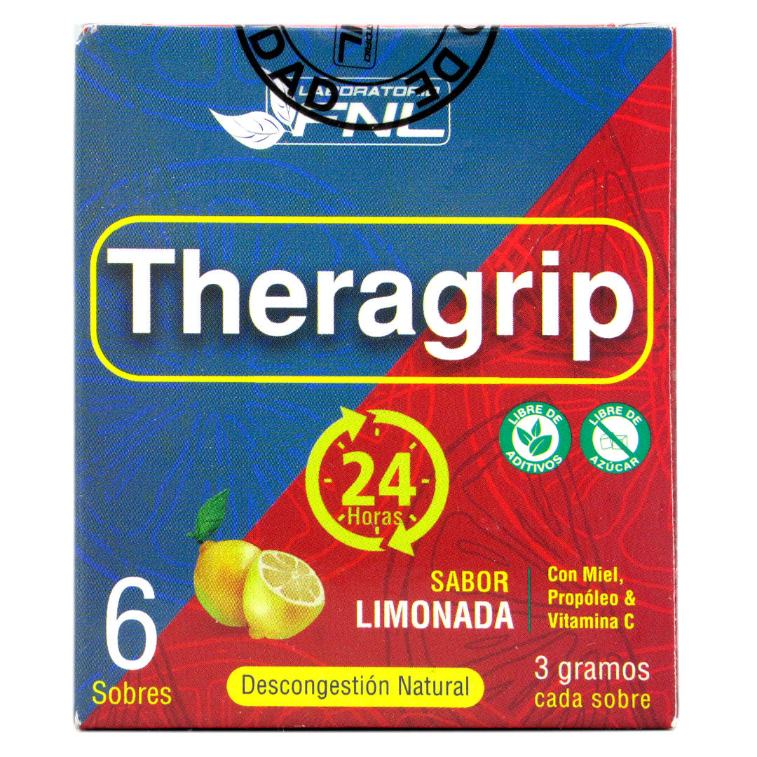 Theragrip Día y Noche Limonada (Miel + Propóleo + Vit C) – 6 Sobres – FNL