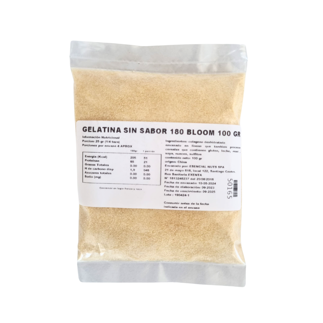 Gelatina Sin Sabor 180 Bloom 100gr - Esencial Nuts-Especias y Condimentos-Mercado Silvestre