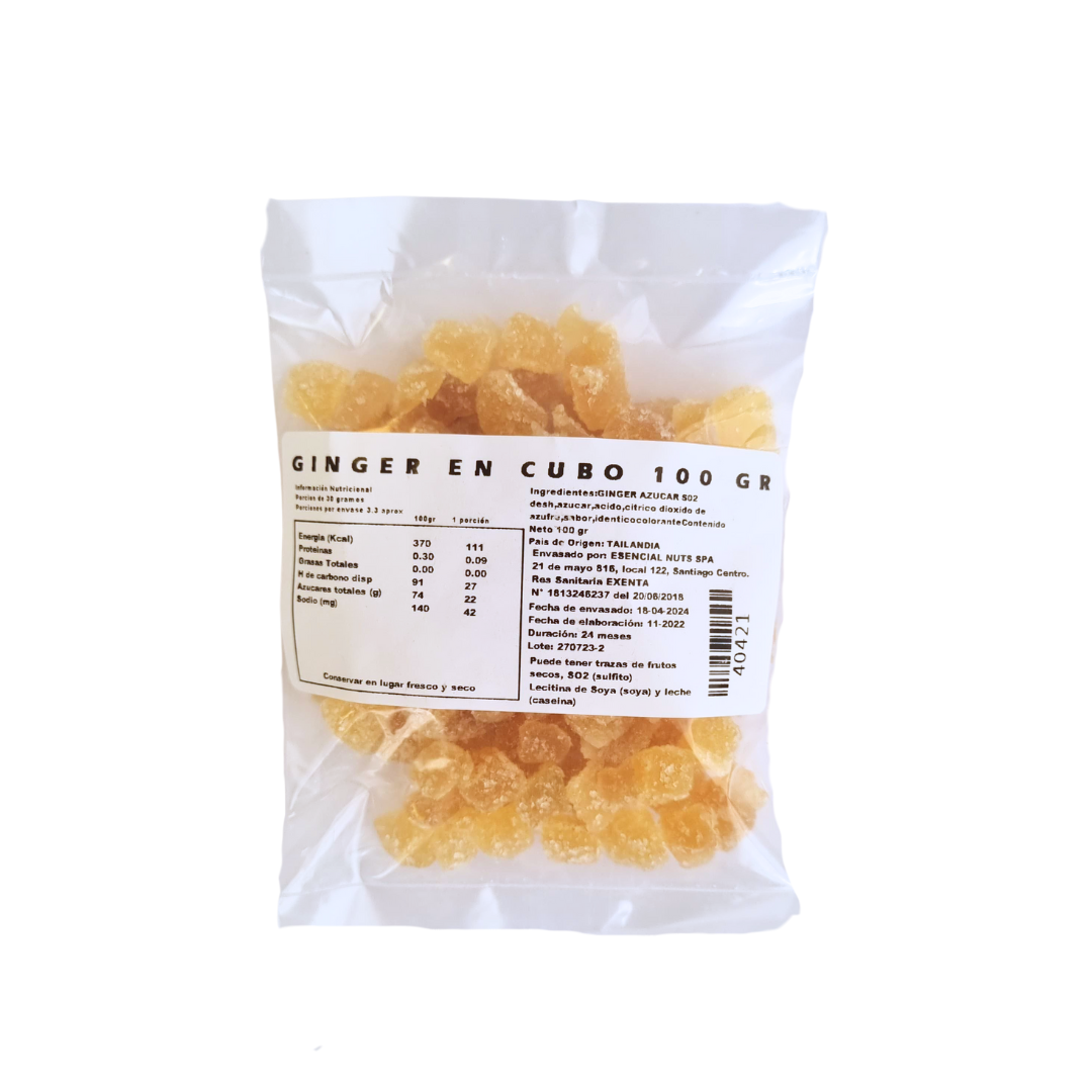 Ginger en Cubos 100gr - Esencial Nuts-Frutos Deshidratados-Mercado Silvestre