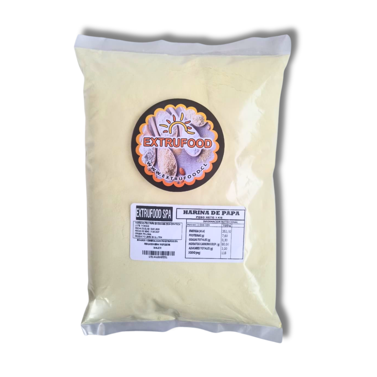 Harina de Papa 1kg – Sin Gluten (Premium, Fibra y Nutrientes) – Extrufood