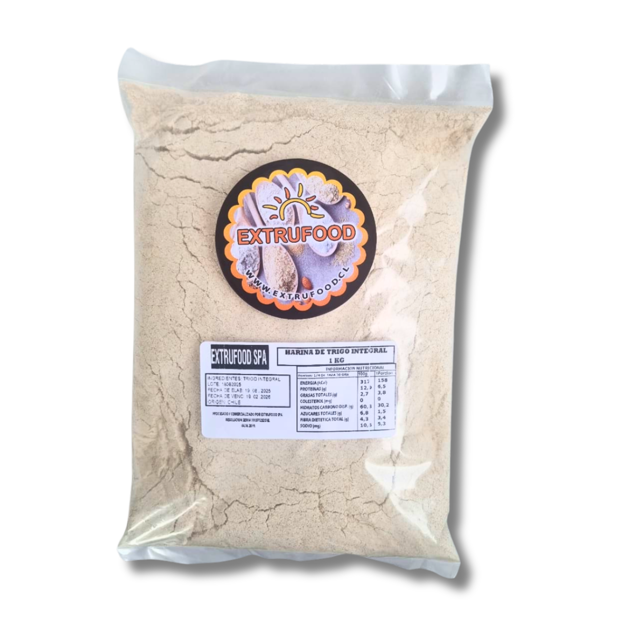 Harina de Trigo Integral 100% Grano Entero (Wholegrain) 1kg - Extrufood