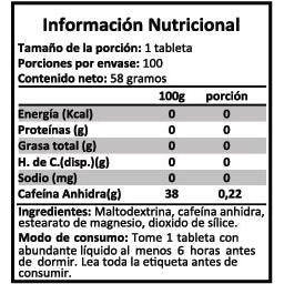 Cafeína Anhidra 220mg 100 Tabletas (100 porciones) - Magmagen