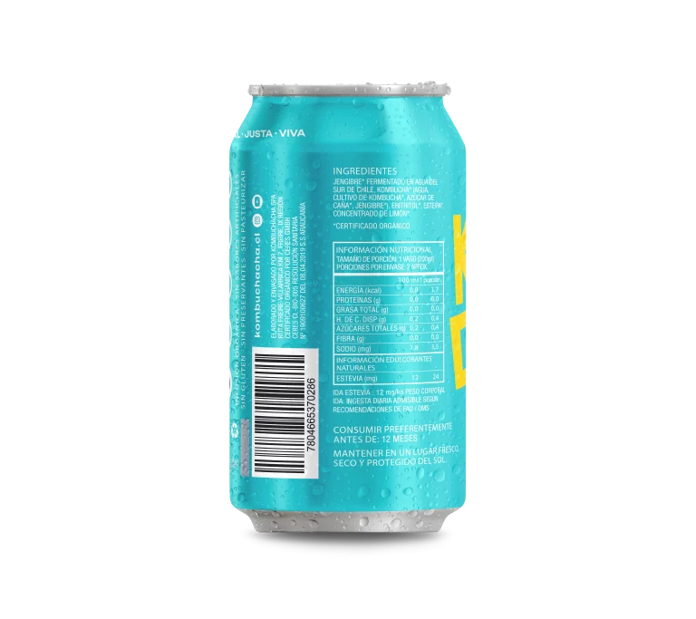 Kombucha Jengibre Sin Azúcar 355ml - Kombuchacha