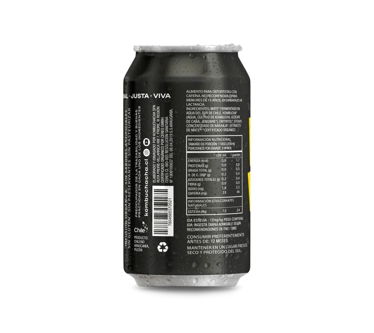 Kombucha Mate Sin Azúcar 355ml - Kombuchacha