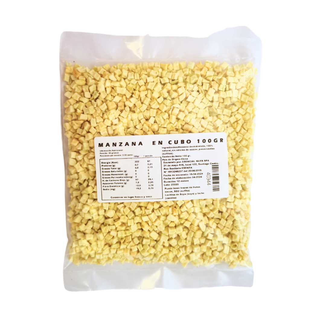 Mananza en Cubos Sin Azúcar 100gr - Esencial Nuts-Frutos Deshidratados-Mercado Silvestre