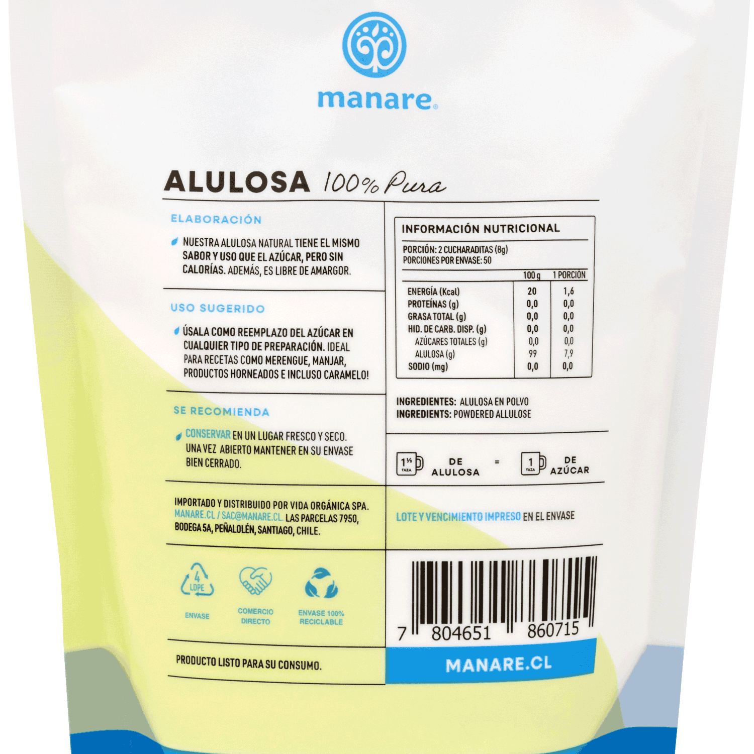 Alulosa 400gr Sin Gluten - Manare