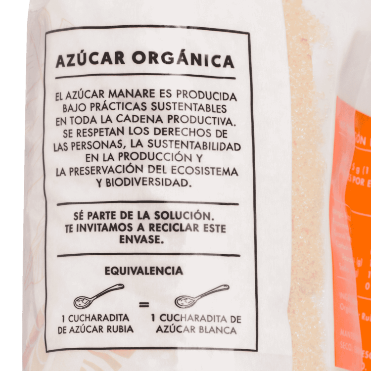 Azúcar Rubia Orgánica 1kg Sin Gluten - Manare