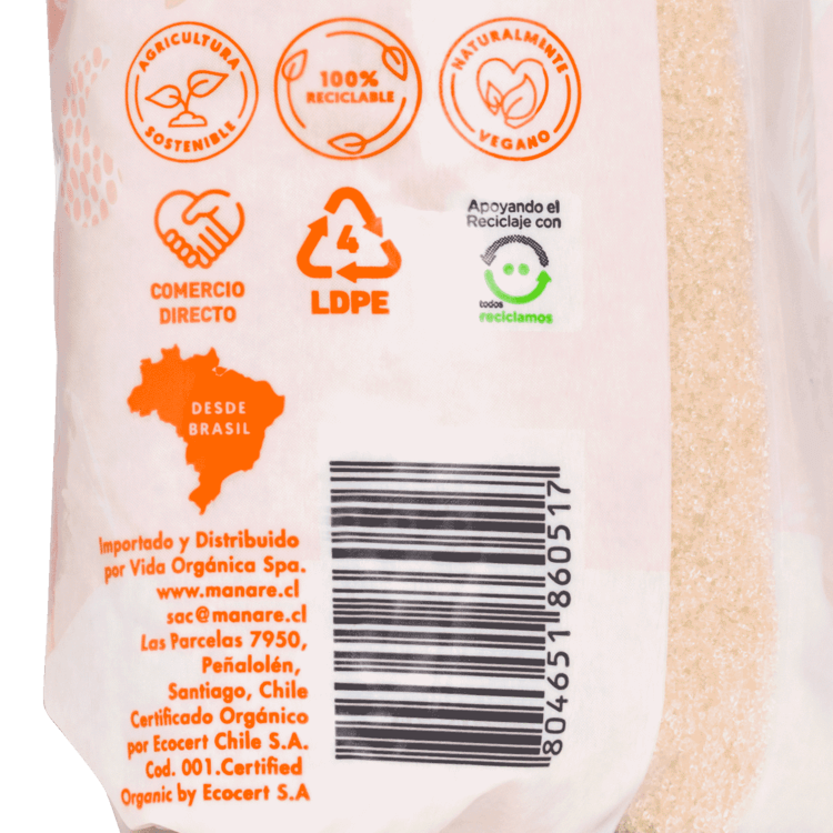Azúcar Rubia Orgánica 1kg Sin Gluten - Manare