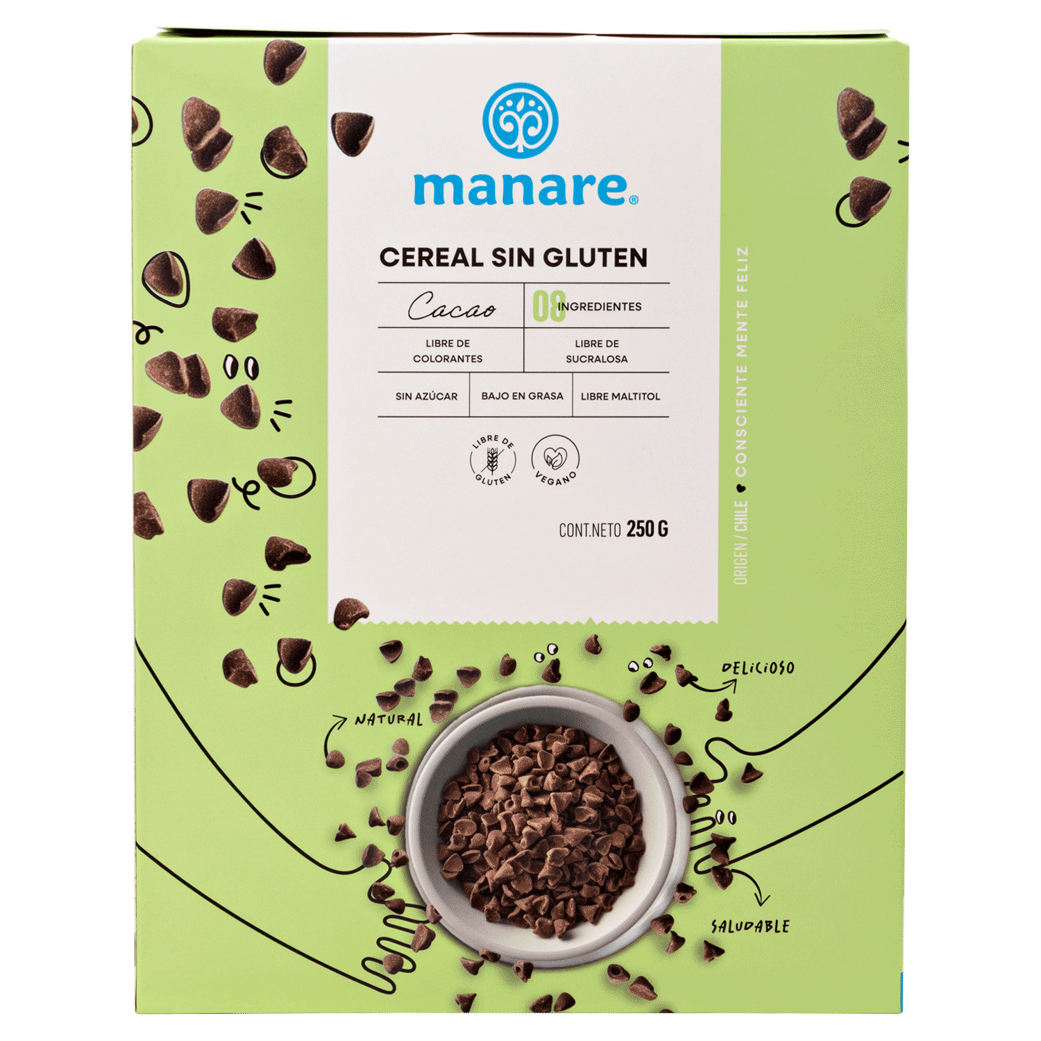 Cereal Sin Gluten Cacao 250gr - Manare