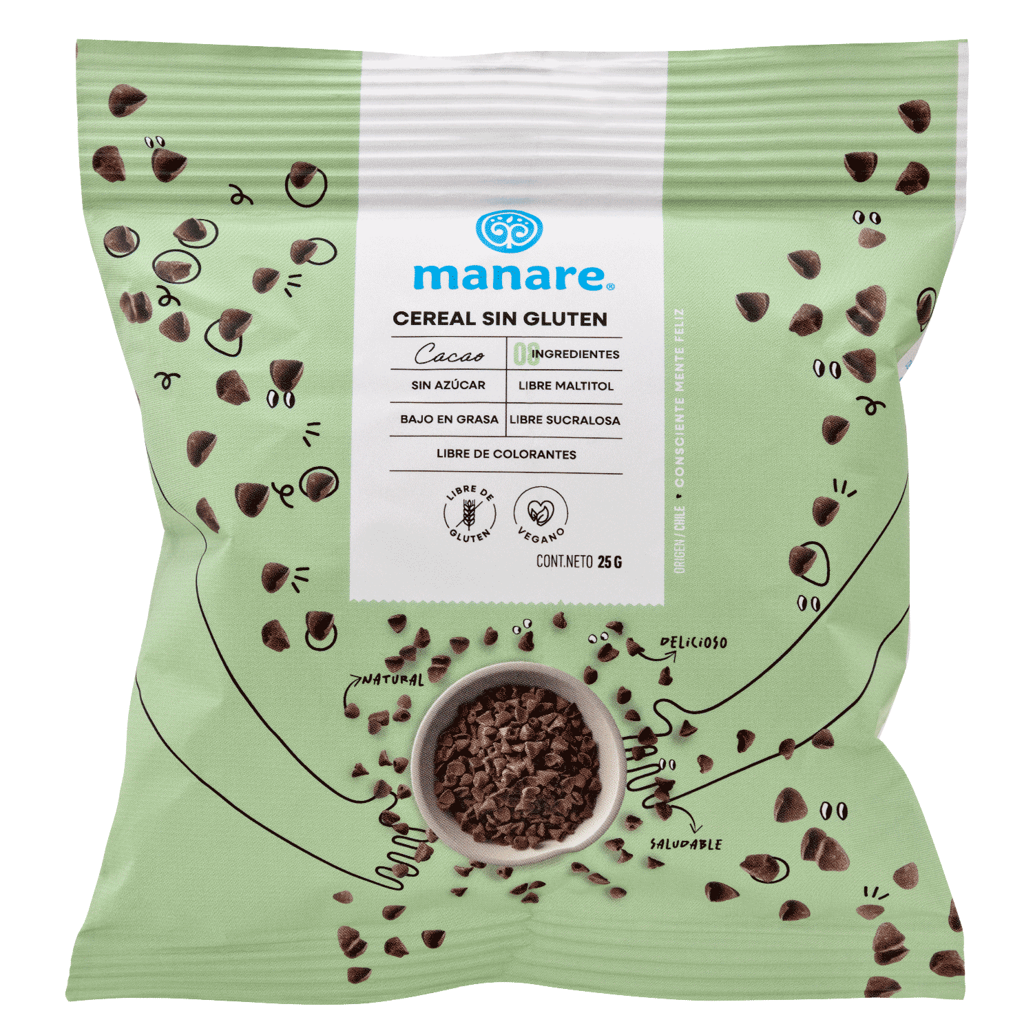 Cereal Sin Gluten Cacao 25gr - Manare